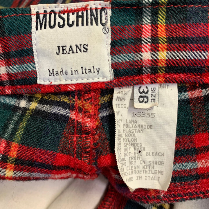 MOSCHINO JEANS Size 32 Red Plaid Wool Blend Jean Cut Casual Pants