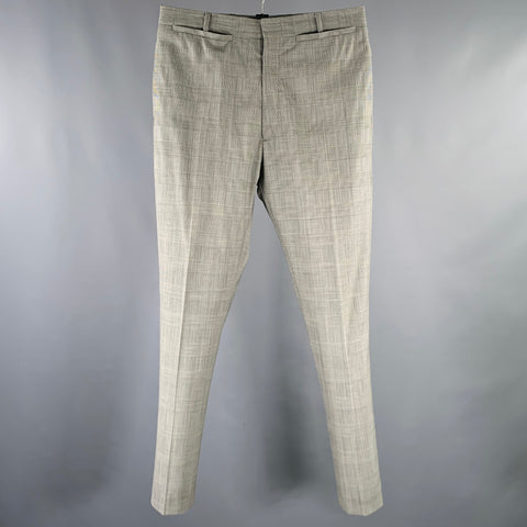 CMMN Size 32 Black White Glenplaid Wool Blend Flat Front Dress Pants
