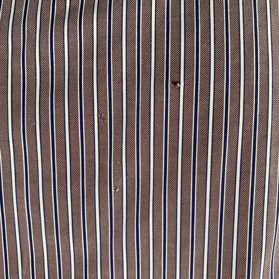 DSQUARED2 Size M Brown Blue Stripe Cotton Pointed Collar Long Sleeve Shirt