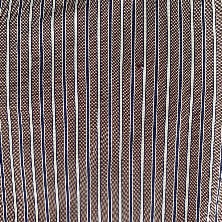 DSQUARED2 Size M Brown Blue Stripe Cotton Pointed Collar Long Sleeve Shirt