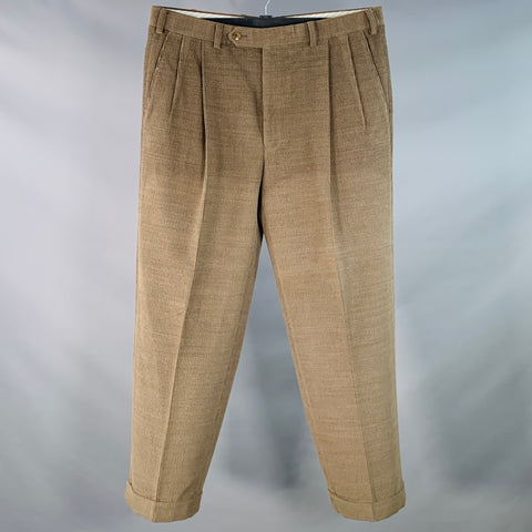 SAMUELSOHN Size 36 Tan Corduroy Merino Wool Pleated Zip Fly Casual Pants