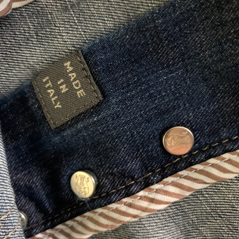 BRUNELLO CUCINELLI Size 36 Blue Indigo Distressed Cotton Button Fly Jeans