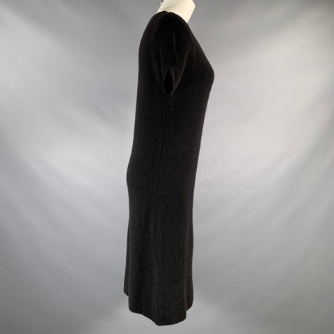 Robe courte en maille noire à manches courtes, taille M, style vintage