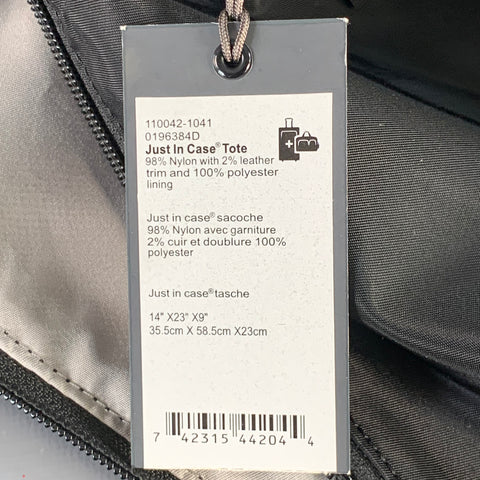 TUMI Just in Case Black Nylon Packable Tote Bag