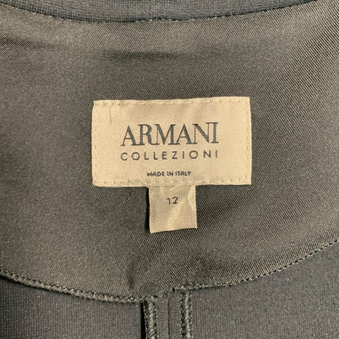 ARMANI COLLEZIONI Talla 12 Chaqueta negra con cremallera y líneas sin cuello