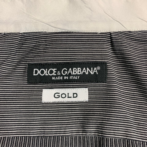 DOLCE & GABBANA Size M Black White Pinstripe Cotton Button Up Long Sleeve Shirt