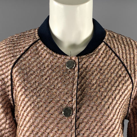 PHILLIP LIM Size 40 Pink Navy Polyester Blend Bomber Jacket
