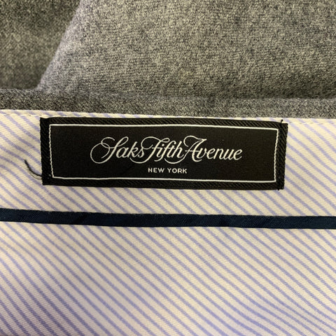 SAKS FIFTH AVENUE Size 34 Gray Heather Wool Flat Front Dress Pants