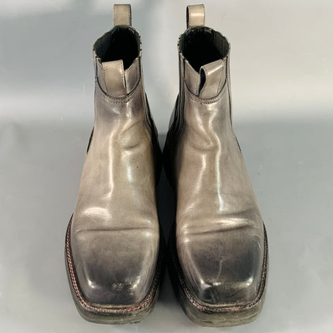 NOMENKLATURA Size 11 Pilgrim Grey Leather Rubber Sole Chelsea Boots