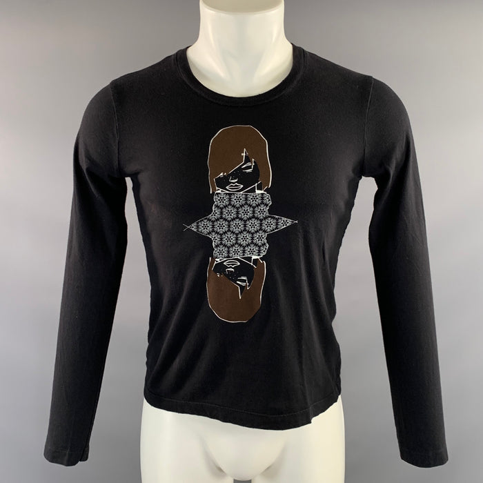 PRADA AW 2006/07 Size XS Black Brown Graphic Crew Neck Pullover