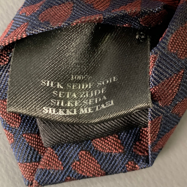 BURBERRY Navy Brown Heart Silk Skinny Tie