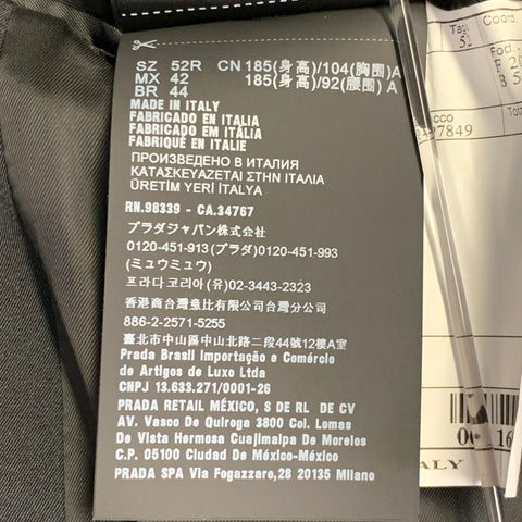 PRADA Size 42 Black Polyester Blend Twill Single Breasted Notch Lapel Suit