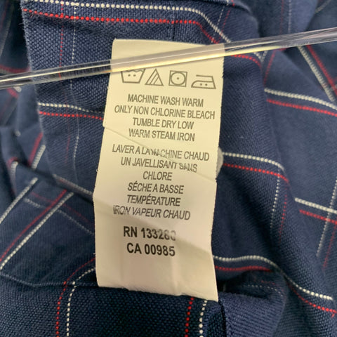 THOM BROWNE Size L Navy Red White Window Pane Cotton Long Sleeve Shirt