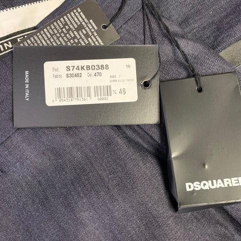DSQUARED2 Size 30 Indigo Black Contrast Trim Cotton Flat Front Dress Pants