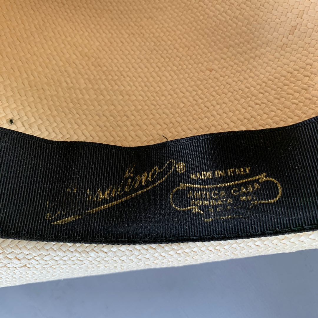 BORSALINO Size S Beige Black Straw Fedora