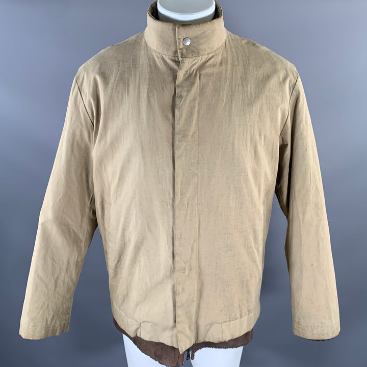 JIL SANDER Size M Beige Brown Cotton Layered Suede Lined Jacket