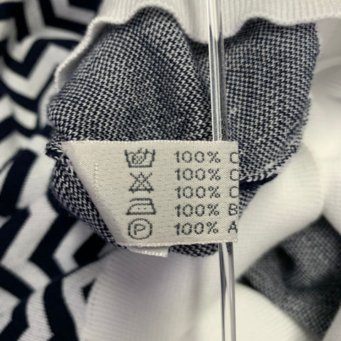 SARTORIO Size M White Navy Chevron Cotton Buttoned Polo