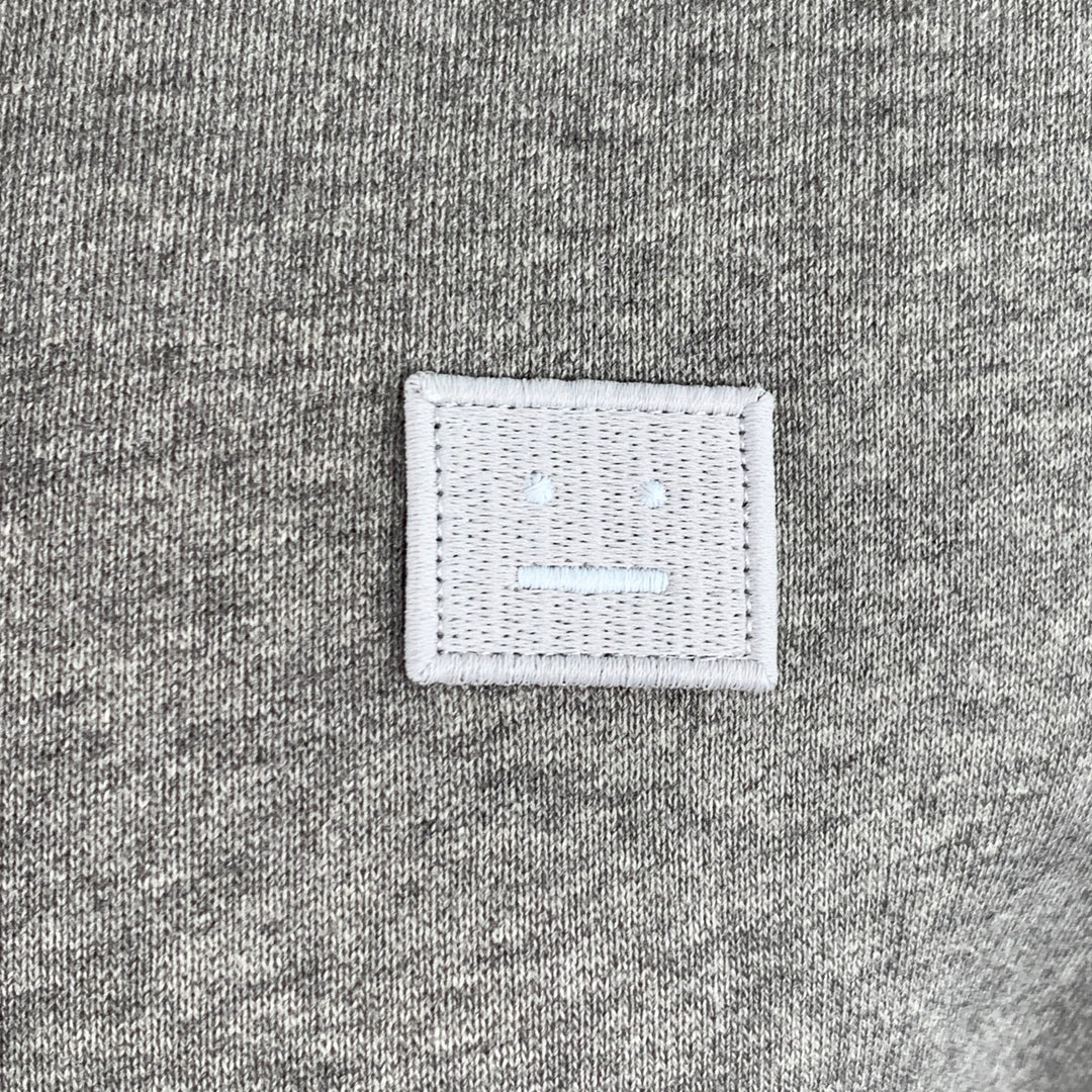ACNE STUDIOS Size M Ferris Face Grey Cotton Hoodie Sweatshirt