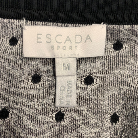 ESCADA Taille M Noir Blanc Mélange Viscose Pois Ensemble 2 pièces Cardigan