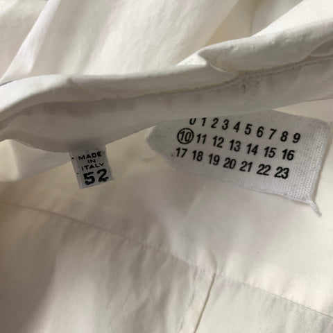 MAISON MARTIN MARGIELA Size S White Light Grey Cotton Long Sleeve Shirt