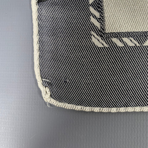 VERSACE Grey Cream Color Block Silk Pocket Square