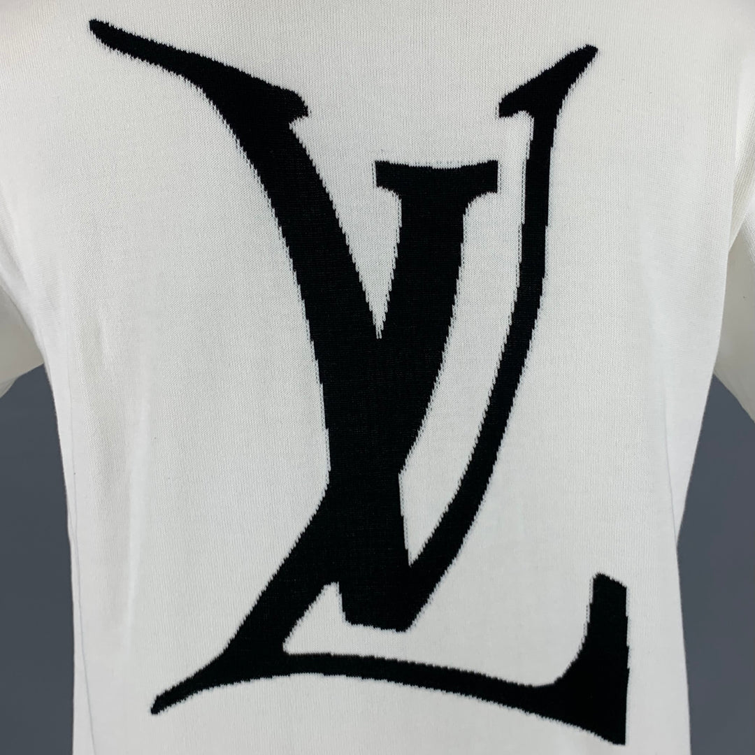 LOUIS VUITTON Size L FW21 -End Goal- White Black Cotton LV Crew 