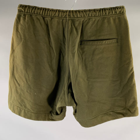Y-3 Size L Olive Polyester Blend Sweat Shorts