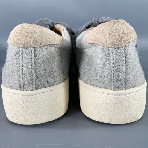 BRUNELLO CUCINELLI Size 7.5 Grey Tan Flannel Color Block Low Top Sneakers