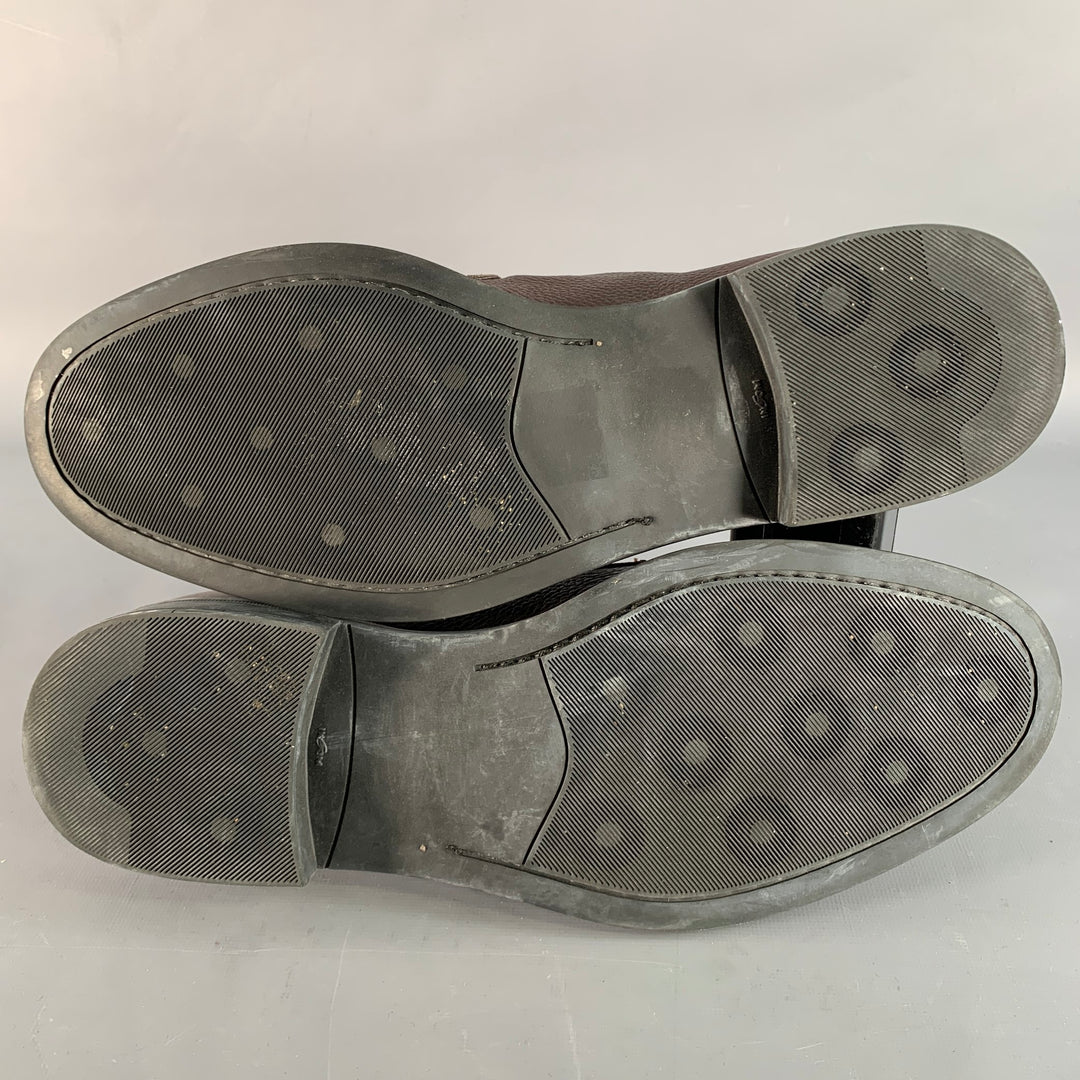 BARNEY'S NEW YORK Size 11 Brown Pebble Grain Leather Derby Lace-Up Shoes