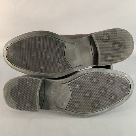 BARNEY'S NEW YORK Size 11 Brown Pebble Grain Leather Derby Lace-Up Shoes