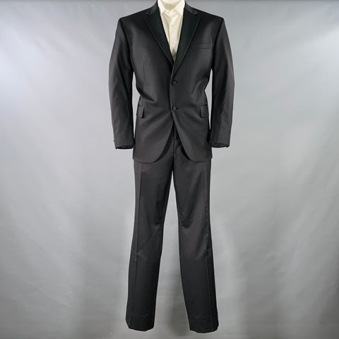 DAVID DONAHUE Size 48 Roarke Tux Black Wool Notch Lapel Tuxedo