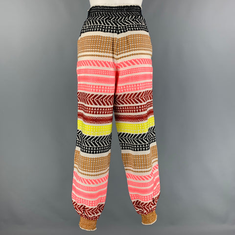 ALICE + OLIVIA Size S Multi-Color Cotton Woven Elastic Waistband Casual Pants
