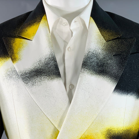ALEXANDER MCQUEEN FW22 Size 38 Black White Yellow Painted Viscose Suit