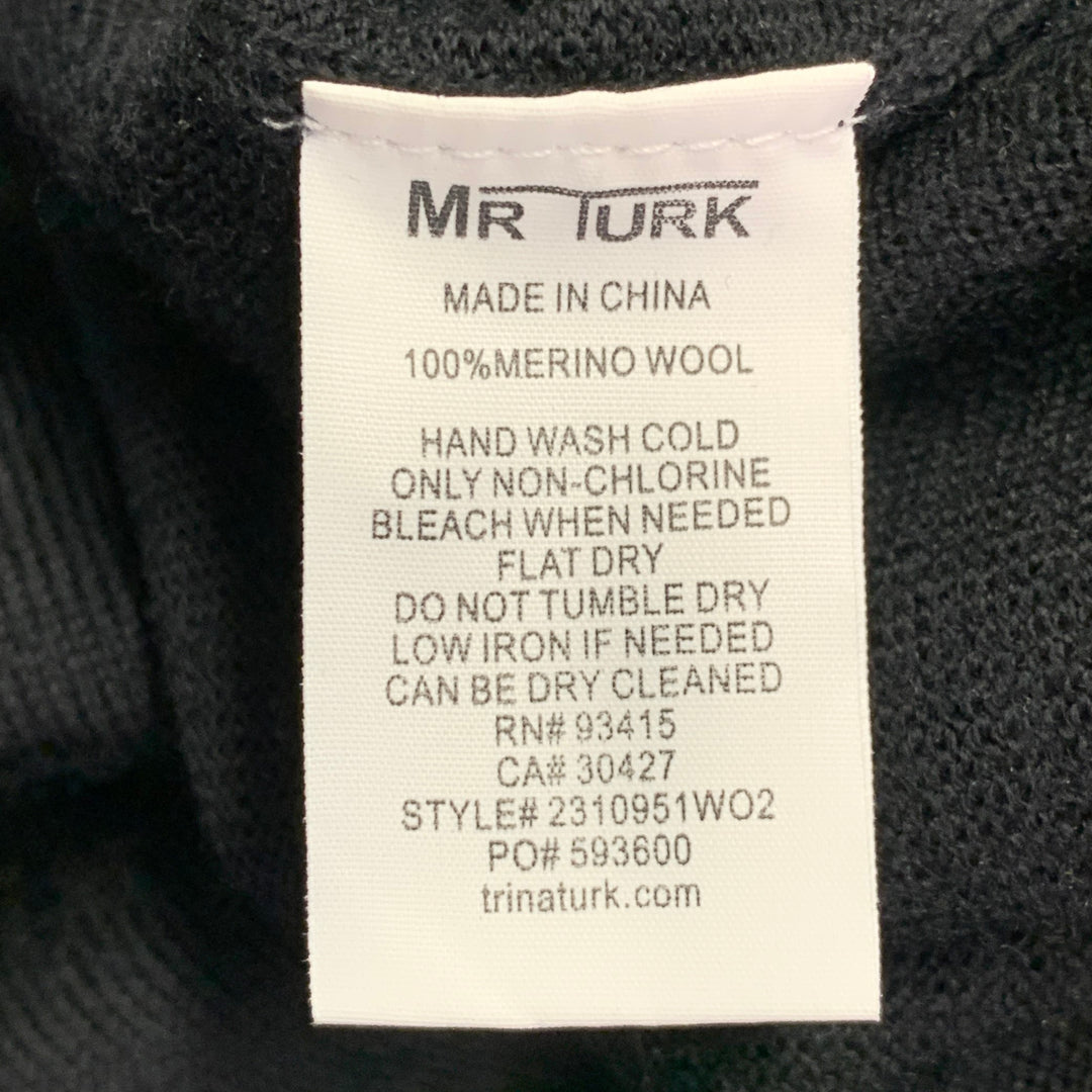 MR TURK Size XL Cream Tan Brown Stripe Merino Wool Crew Neck Pullover