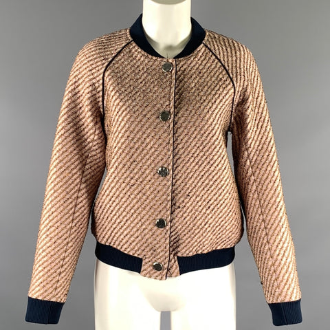 PHILLIP LIM Size 40 Pink Navy Polyester Blend Bomber Jacket