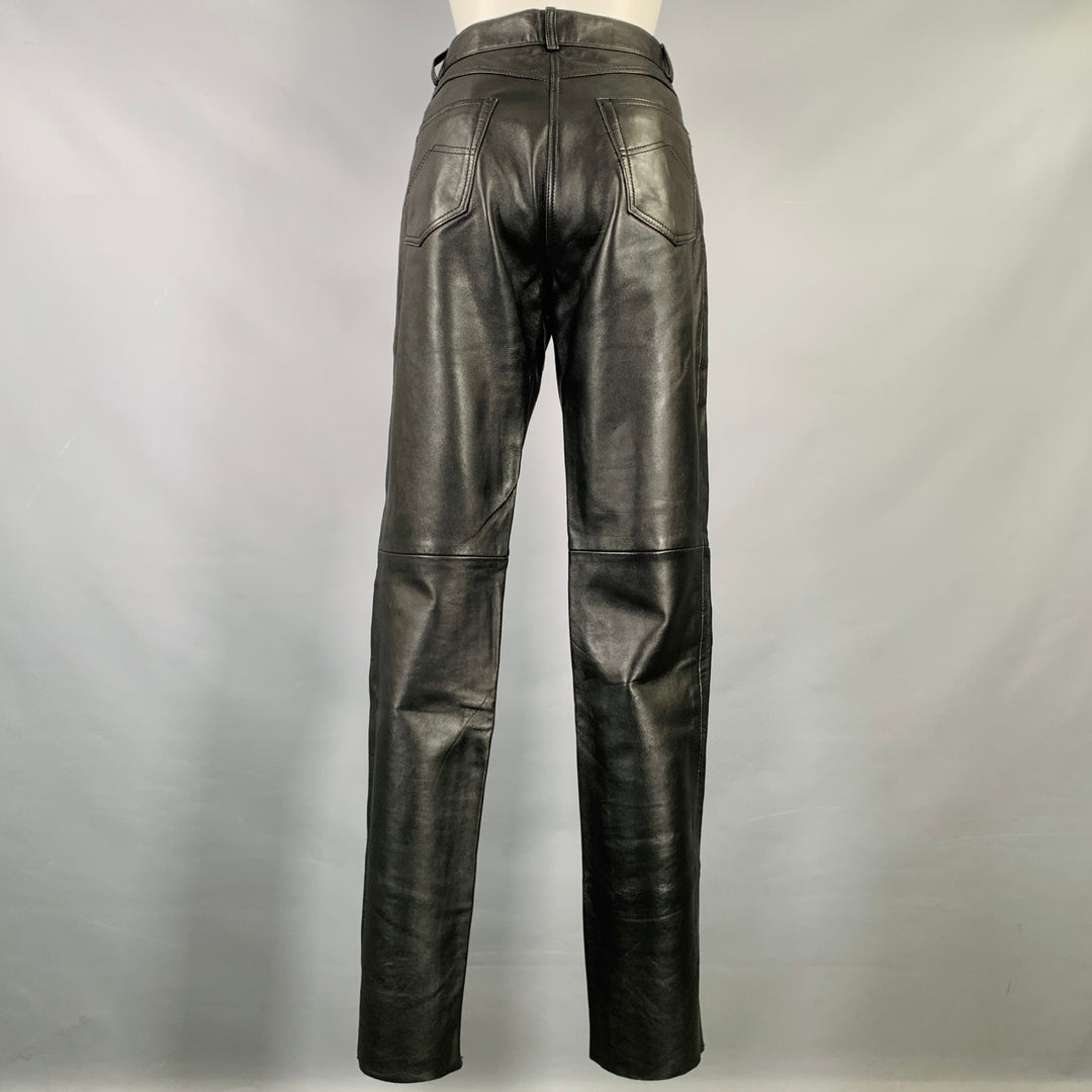 NO BRAND Size M Black Leather Sheepskin Jean Cut Casual Pants