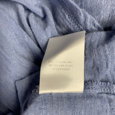 THEORY Size L Blue Virgin Wool Blend Henley Long Sleeve T-shirt