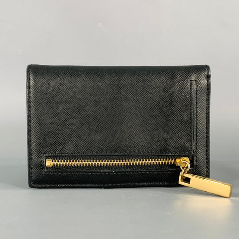 TORY BURCH Black Gold Saffiano Leather Bifold Wallet