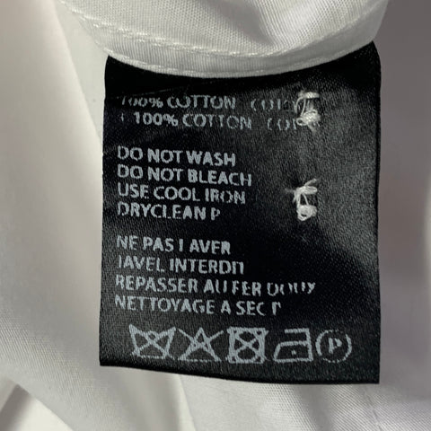 HAIDER ACKERMANN Size S White Beaded Cotton Crystals Hidden Placket Short Sleeve Shirt