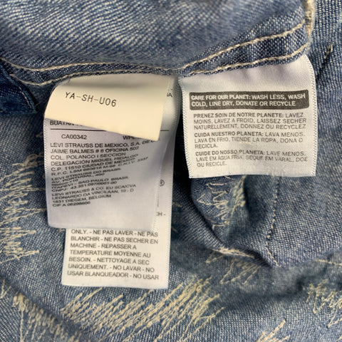LEVI STRAUSS x FACETASM SS20 Size XS Mutation Blue Cotton Distressed Western Shirt