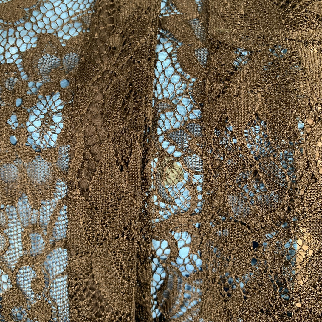 BALENCIAGA Size S Black Blue Polyester Blend Lace Sleeveless Shirt