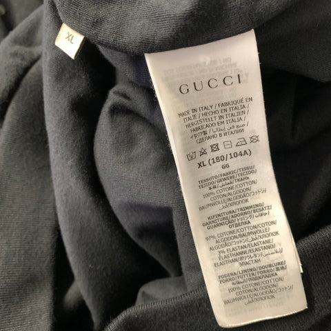 GUCCI Size XL Black Studded Cotton Hooded Sweatshirt