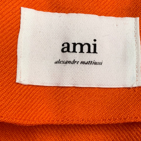 AMI by ALEXANDRE MATTIUSSI Size S Orange Wool Twill Belted Wrap Mini Skirt