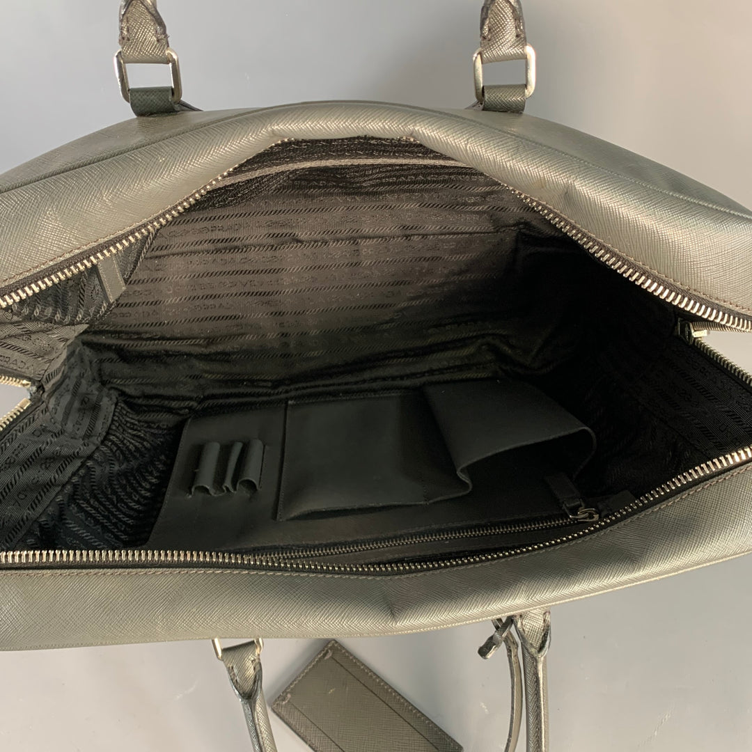 PRADA Grey Saffiano Leather Briefcase