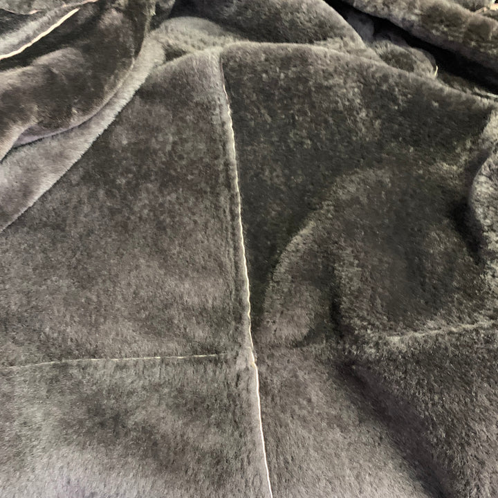 ORVIS Size L Brown Suede Shearling Lined Zip Buttons Coat