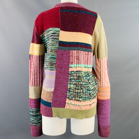 MARC JACOBS Size S Multi Color Wool Blend Patchwork Crew Neck Sweater