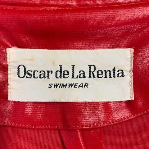 OSCAR DE LA RENTA Size M Red Zip Up Cover-Up Jacket