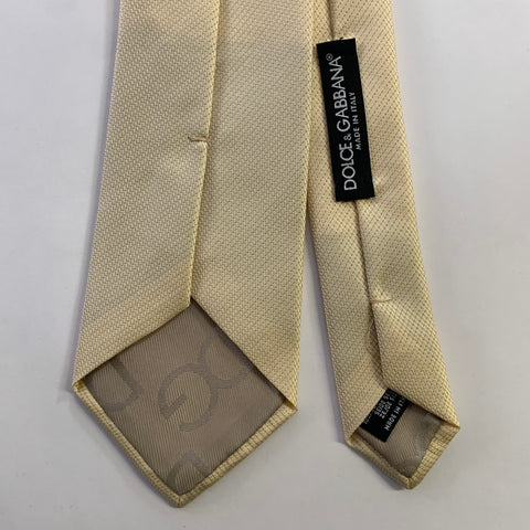 DOLCE & GABBANA Cream Gold Silk Tie