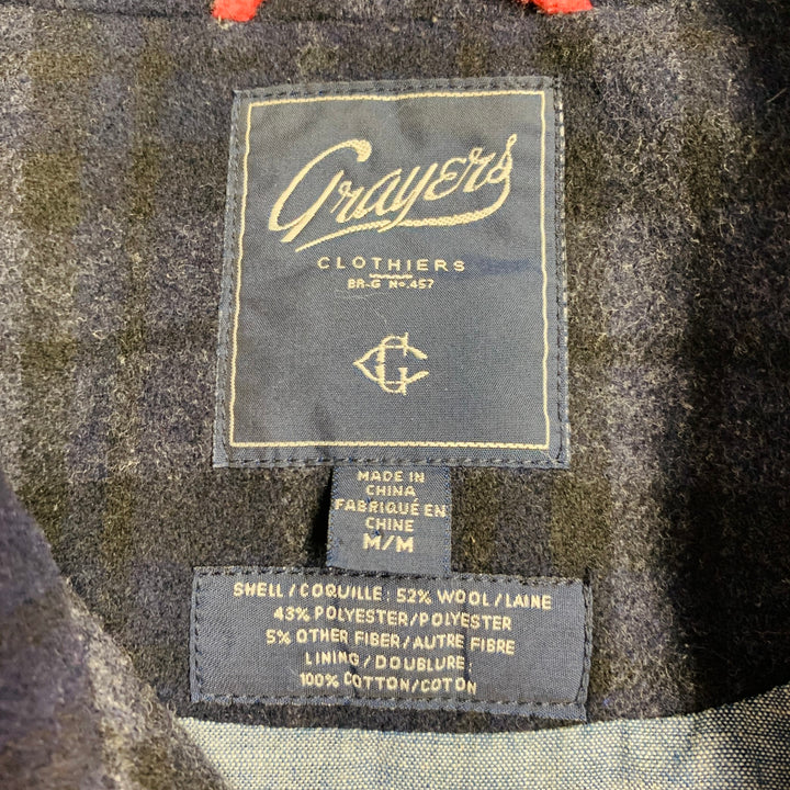 GRAYERS Size M Navy Green Wool Blend Snap Pockets Shirt Jacket