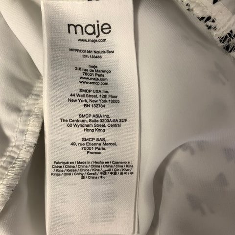 MAJE Size S White Black Polyester Bow Knee Length Dress